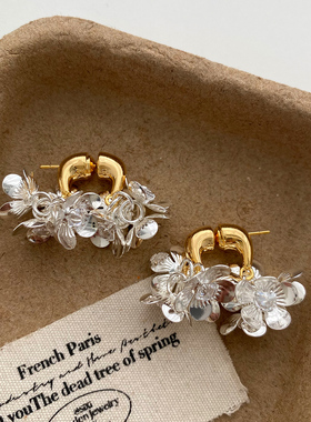 欧美复古前后戴撞色花朵耳环925银针耳钉小众设计高级感耳饰2025