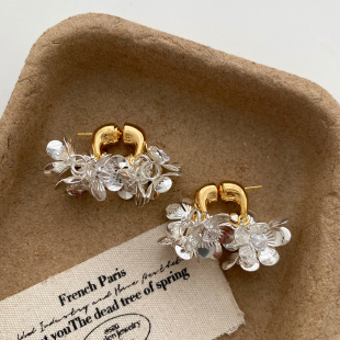 欧美复古前后戴撞色花朵耳环925银针耳钉小众设计高级感耳饰2025