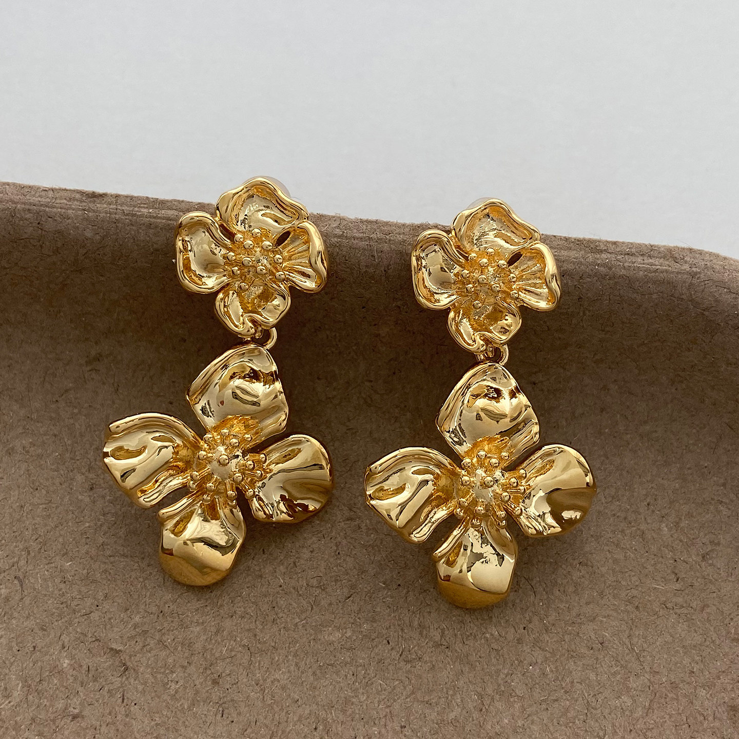 时尚气质金色双层花朵耳钉小众简约百搭高级感独特耳环女2026新款,饰品/流行首饰/时尚饰品新,耳环,淘宝优惠券,粉丝福利购,淘宝优惠卷