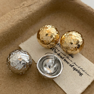 欧美高级感轻奢碎碎冰半圆耳环925银针耳钉独特耳饰2025新款爆款