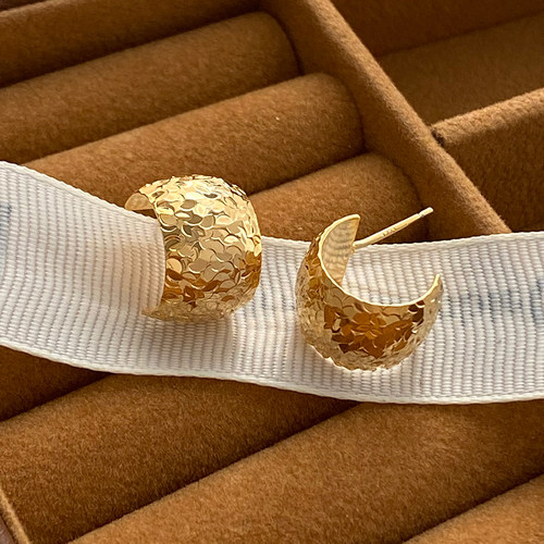 爆闪碎碎冰C圈925银针耳环