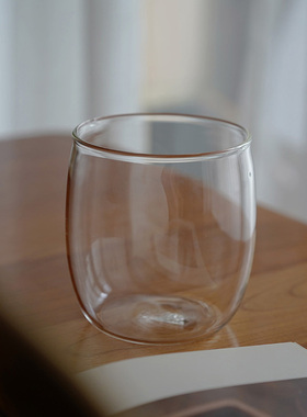 然而家 夏日冰饮高硼硅玻璃水杯鼓型花果茶冰美式咖啡杯鸡尾酒杯