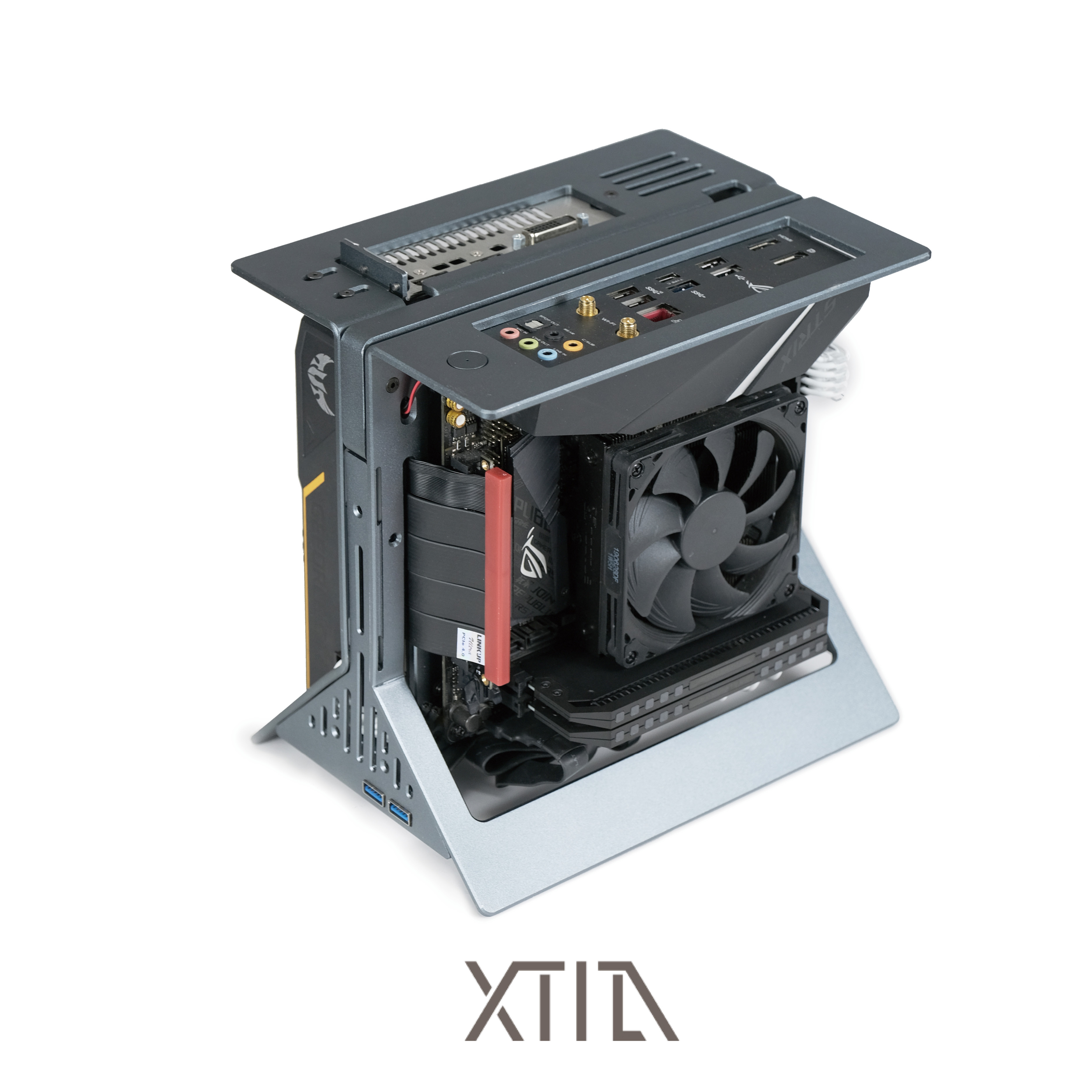 XTIA ITX开放式1U核显全铝竖垂直便携提手机箱