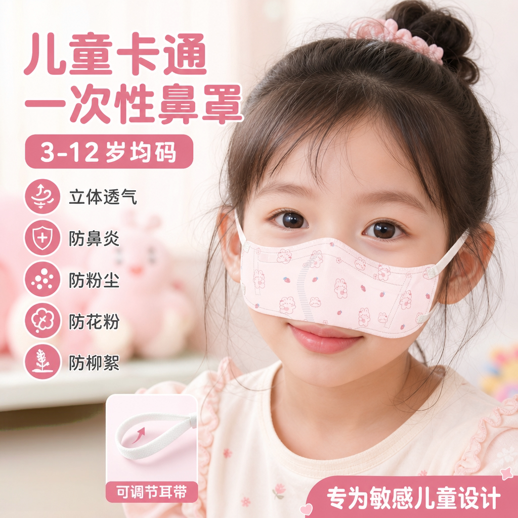儿童鼻罩过敏性鼻炎睡觉鼻子口罩防尘花粉过敏一次性护鼻罩神器图片