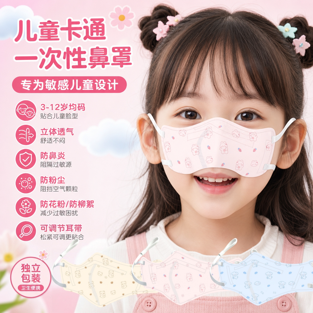 过敏性鼻炎儿童鼻罩睡觉鼻子口罩防尘花粉防过敏防尘罩护鼻罩神器图片