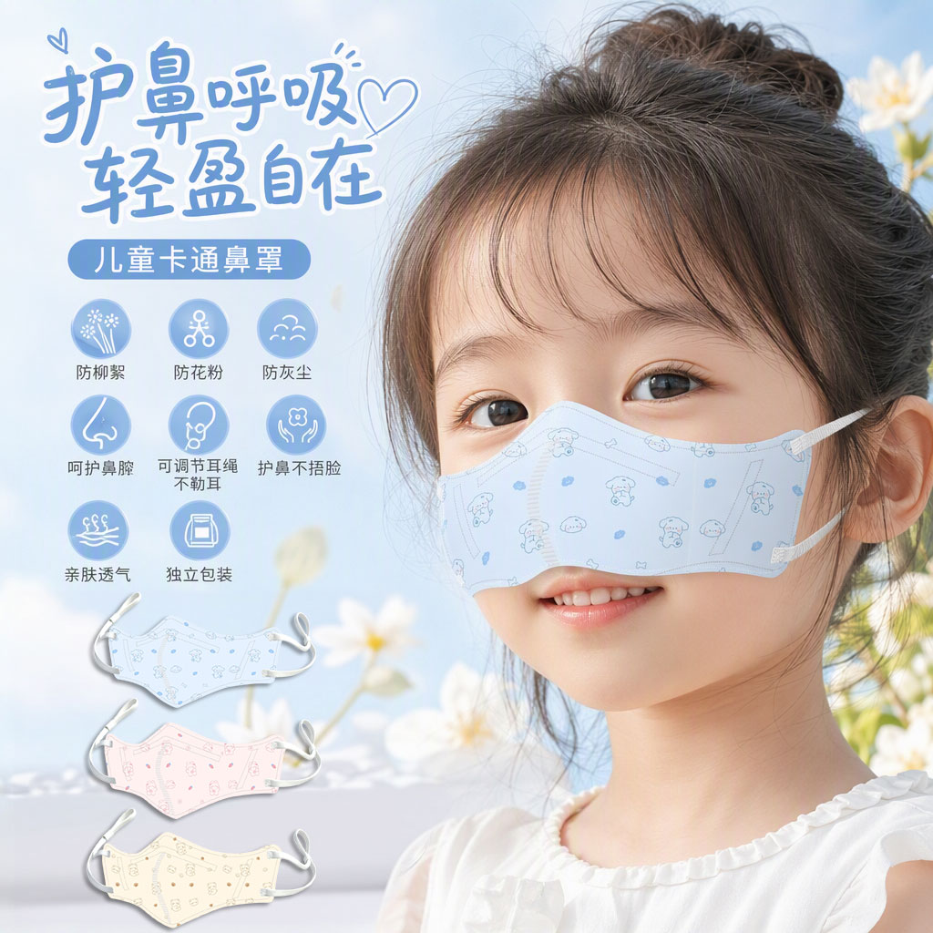 赫乎过敏性鼻炎儿童鼻罩睡觉鼻子口罩防尘花粉过敏防尘护鼻罩神器图片