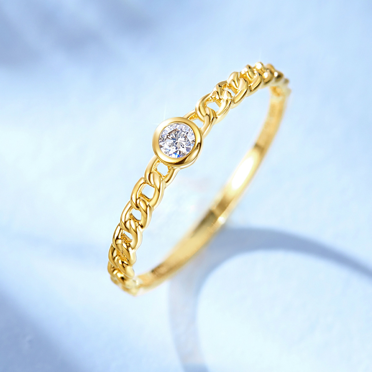 喜钻黄18K金女钻石戒指