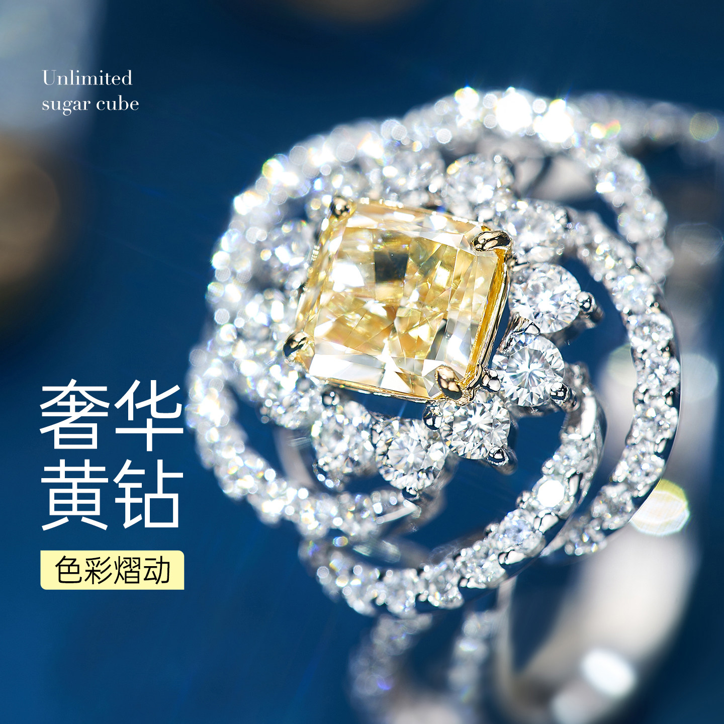 喜钻 白18K金钻石戒指天然真钻克拉群镶女戒镂空山茶花钻戒