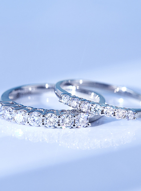 喜钻 七公主钻石排戒18K金钻石戒指女正品真钻叠戴排钻天然真钻