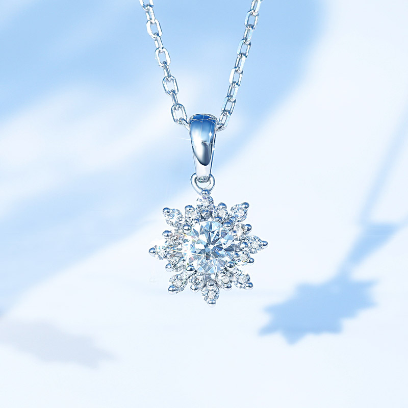 喜鉆立體花型鉆石項鏈群鑲顯鉆