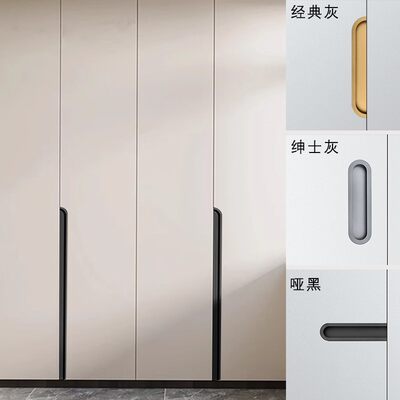 嵌入式跑道拉手开槽衣柜门