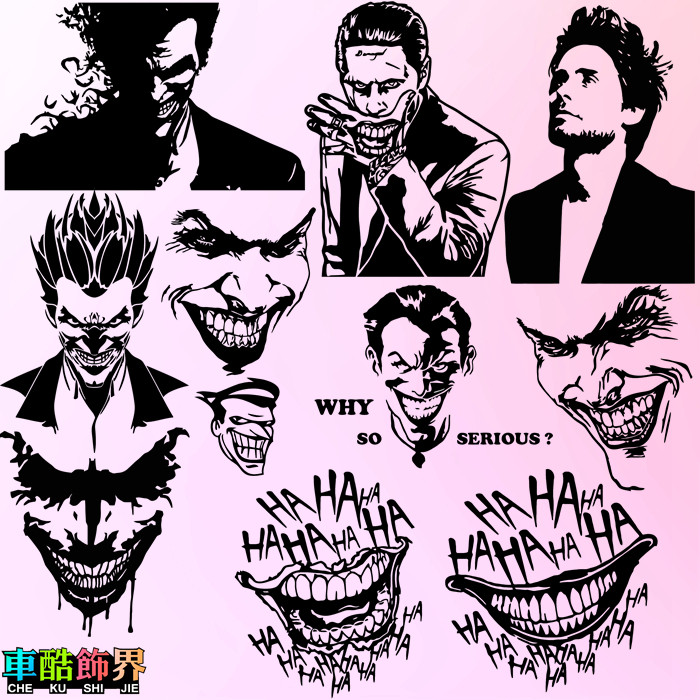 dc漫画反派 莱托版小丑 joker自杀小队 汽车主机箱拉杆箱防水贴纸