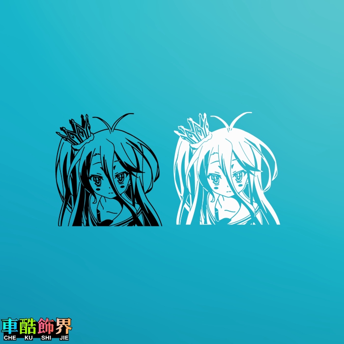 二次元动漫NO GAME NO LIFE游戏人生 白汽车痛车门主机箱装饰贴纸
