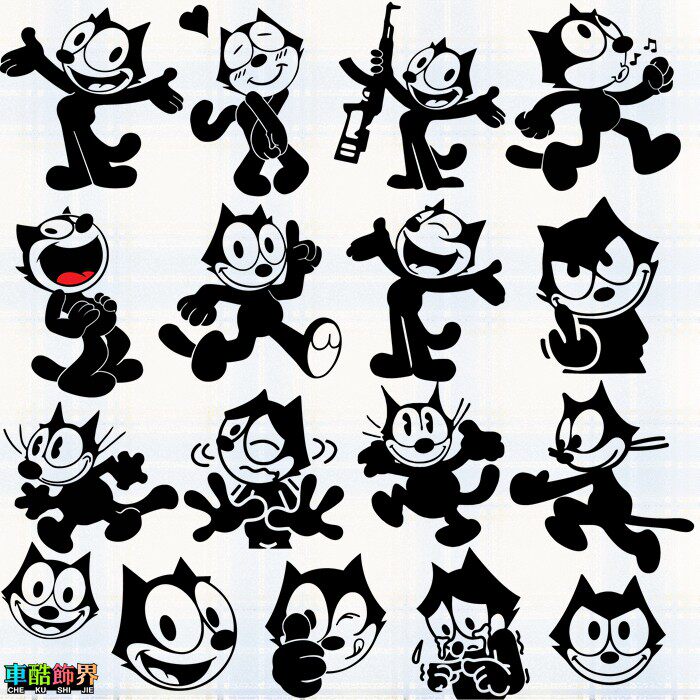 卡通动漫 felix菲利克斯猫 菲力猫 汽车电脑机箱摩托平板主机贴纸