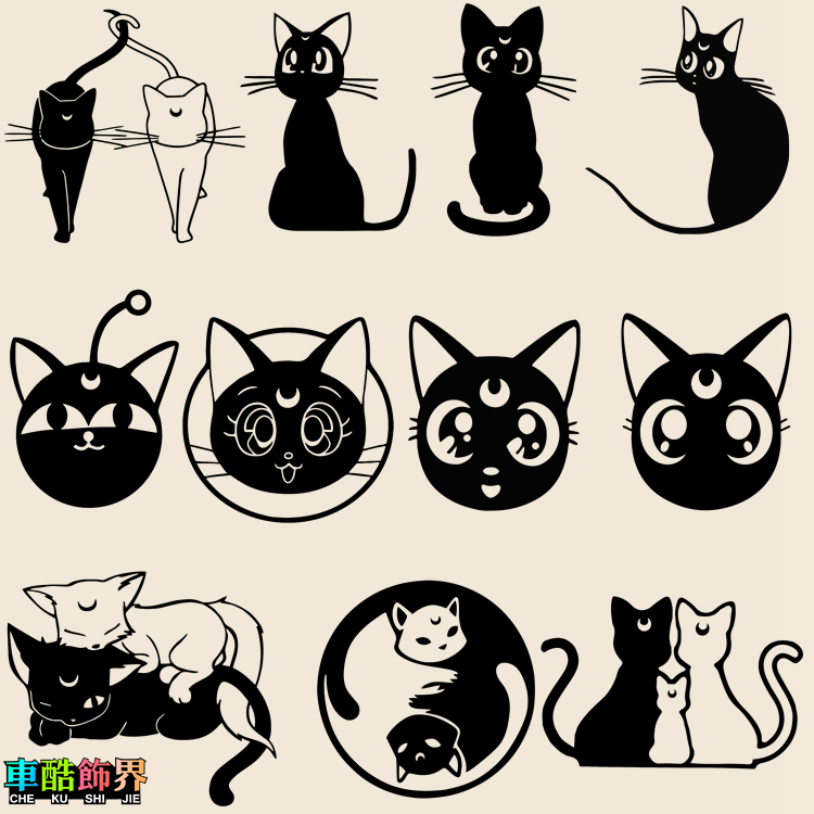 贴纸美少女战士露娜黑猫