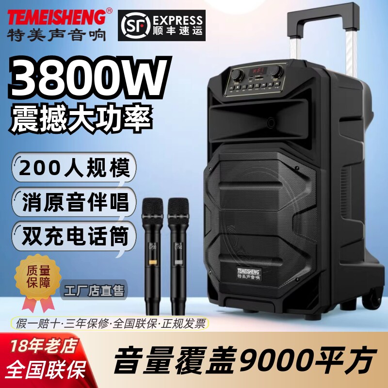 特美声SL-31户外大功率拉杆音响移动广场舞演出带无线话筒K歌音箱