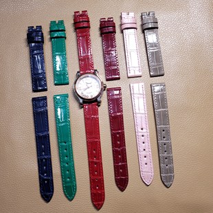 适配原装肖邦萧邦进口美洲短吻鳄鱼皮表带快乐钻石快乐5钻7钻3钻