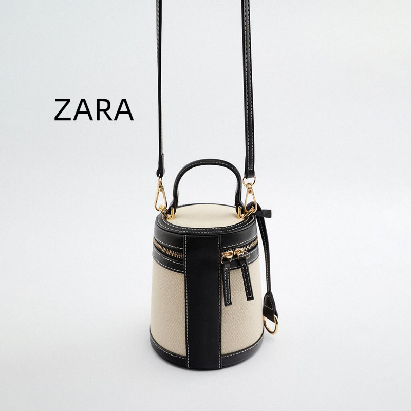 ZARA HOME女包2024春季新款单肩手提包帆布包水桶包小众设计包-封面