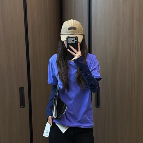REFOUND TEN复古渲染短袖T恤女新款显瘦休闲百搭上衣DX439