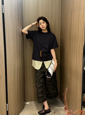 YOUWEI有尾西装下摆廓形短袖T恤女新款休闲百搭上衣6303