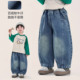 2026春季 子休闲长裤 新款 中小童百搭裤 儿童松紧腰弯刀裤 男童牛仔裤