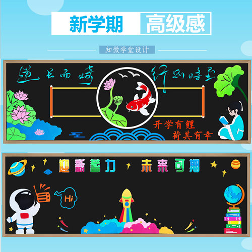 中小学新学期开学个性创意黑板报装饰墙贴一年级班级文化教室布置 - 封面