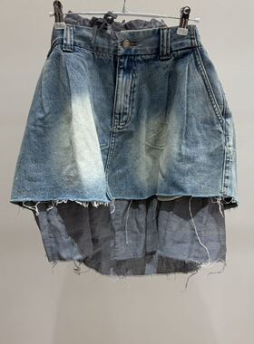 M |现货询价 26设计师品牌春季新款牛仔拼接半裙