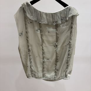斜领绣花无袖 新款 26设计师品牌春季 桑蚕丝背心 现货询价