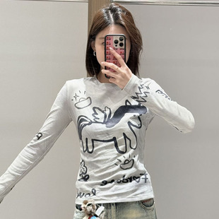 设计师新品 福蝶25冬季 FORDARE 马上有钱印花打底衫 现货