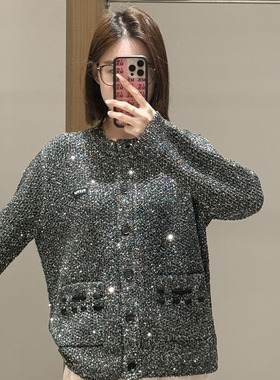 【现货】FIZZFLY | 25冬季设计师品牌新款珠片圆领羊毛开衫