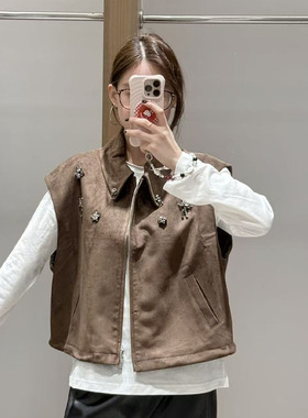 【现货】FIZZFLY | 25冬季设计师品牌新款麂皮绒钉珠马甲