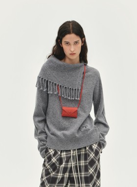 【现货】AVVENN设计师品牌新款 25年冬季围巾领长袖针织衫