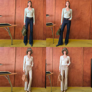 【现货】GENTLE THORNS时尚百搭新款贝壳扣V领羊毛经典款打底