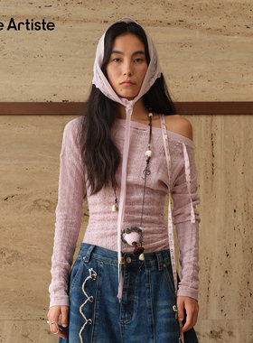 【现货】SHELLE ARTISTE26春季新款温柔风随性一字肩进口纱套头衫