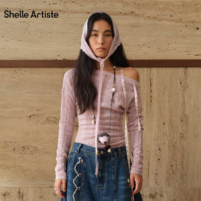【现货】SHELLE ARTISTE26春季新款温柔风随性一字肩进口纱套头衫