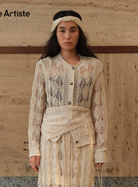 【现货】SHELLE ARTISTE 26春季新淡人进口毛织镂空钩花开衫女