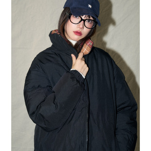 黑色休闲防寒宽松女2024秋冬新款保暖百搭BEETLETOWN男面包服立领