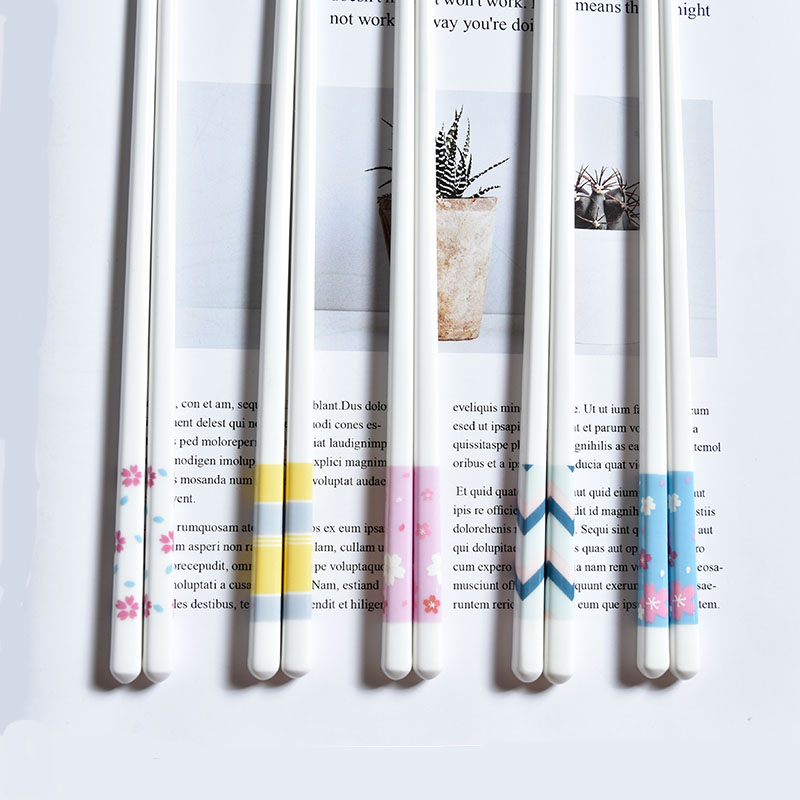 5雙陶瓷筷子櫻花粉ins耐高溫網紅