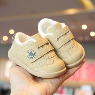 冬季 爆 加绒魔术贴男女童鞋 2岁 防滑防踢宝宝棉鞋 软底婴儿学步鞋