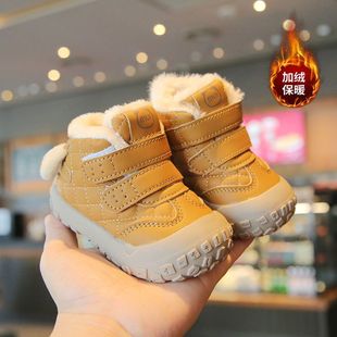 女童软底防滑小童鞋 2025冬季 婴儿学步鞋 男宝宝加绒保暖棉鞋 子 新款