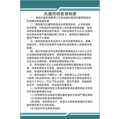 抗菌药物临床应用抗菌药物管理制度墙贴墙纸管理工作制度海报展板