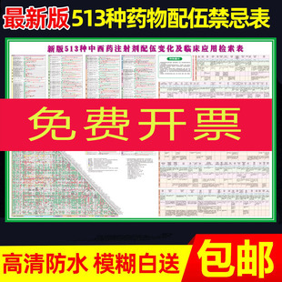513种药物配伍禁忌表输液西药注射临床药敏配置药物配比2025新版