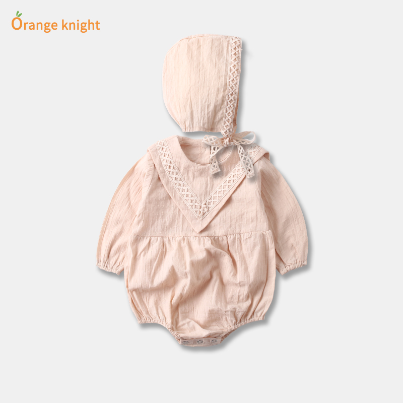 公主春款0-6三角哈衣百天爬爬服