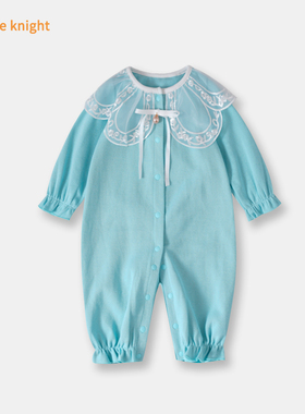 婴儿衣服秋冬装新生女宝宝连体衣洋气两件套满月公主可爱哈衣爬服