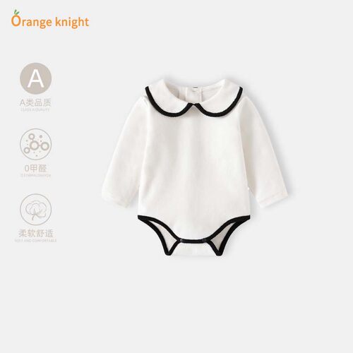 女宝宝春季翻领百搭三角包屁衣