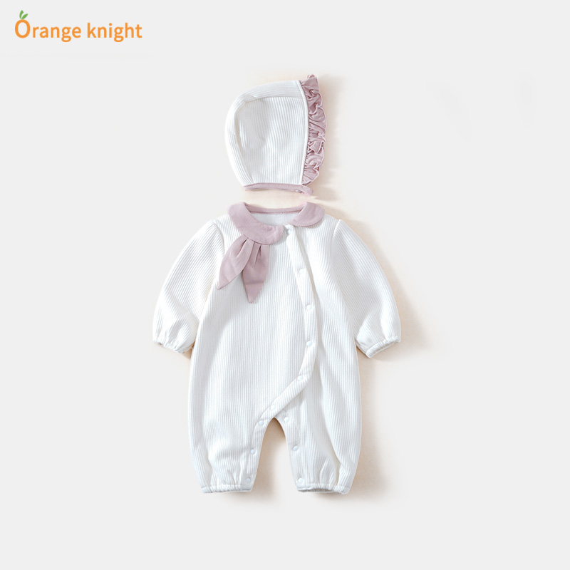 婴儿深秋早冬薄绒哈衣爬服外出服