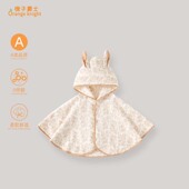 甜美洋气碎花连帽外出披风斗篷 加绒韩版 小月龄女宝宝秋冬季 新款