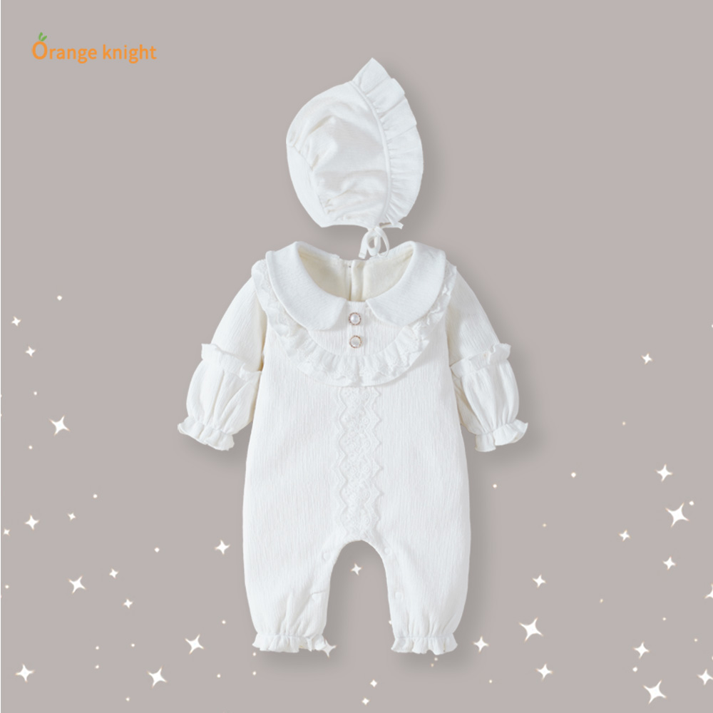 婴儿加绒连体衣新生儿冬装爬服公主风满月百天哈衣外出服长袖衣服
