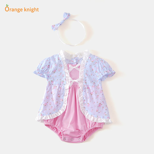 女纯棉假两件三角包屁衣哈衣衣服