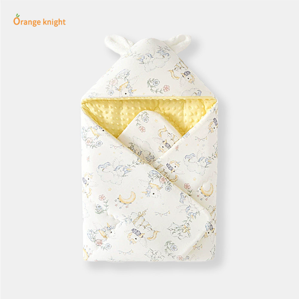 婴儿抱被秋冬加厚款新生儿宝宝可爱超萌卡通印花外出加绒外出襁褓